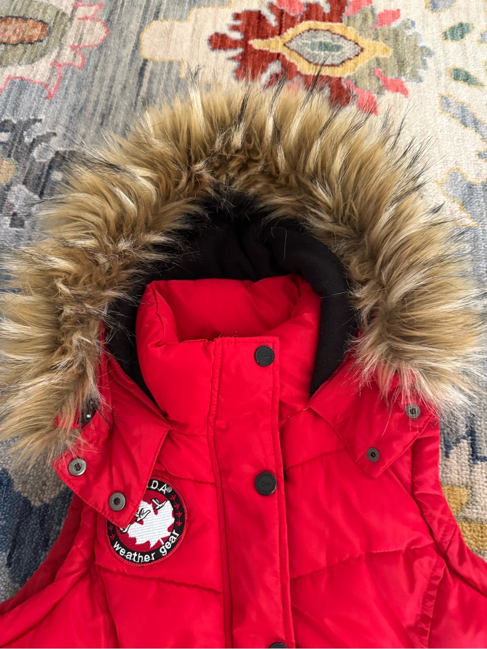 Canada Weather Gear Red Fur Puffer Vest Small - Picture 3 of 5